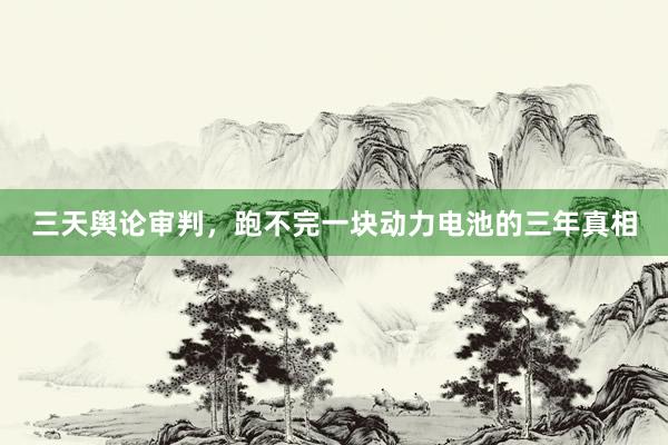 三天舆论审判，跑不完一块动力电池的三年真相